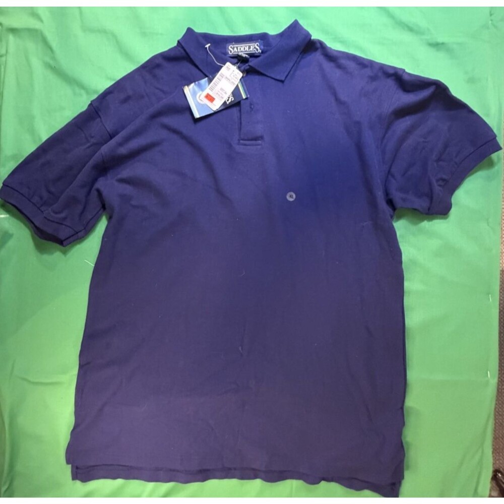 Saddles Men's Polo Shirt 100% Pique Cotton Blue Short Sleeve Size XL NWT